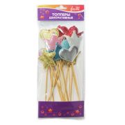 Топперы (шпажки) ассорти: Сердце, Звезда, Корона 15шт (1уп/150)