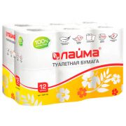 Бумага туал. LAIMA 18м со втулкой 2-х сл. 12 рулонов (1уп/4)