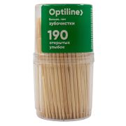 Зубочистка OPTILINE в пластик. банке бамбук 190шт (1уп/10/100)
