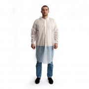 Халат однораз.на кнопках белый XL (52-54) (10шт/100шт)