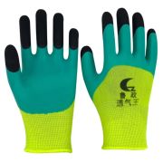 Перчатки вспенен. Зелёно-Жёлтые с чёрным пальцем (1пара/12/720)