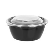 Миска (К-144) 375мл чёрн. дно+крышка прозр. (50шт/300)