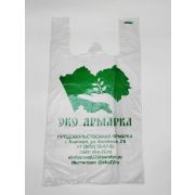 Пакет майка ВДНХ бел/зеленая ПНД 30+16х55 (100шт/2500)
