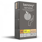 Перчатки латексные повыш. прочн. BENOVY р-р S АБ (25пар/1уп)