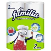 Полотенце бум. Familia Радуга белое 2-х сл. 2 рулона (1уп/16)